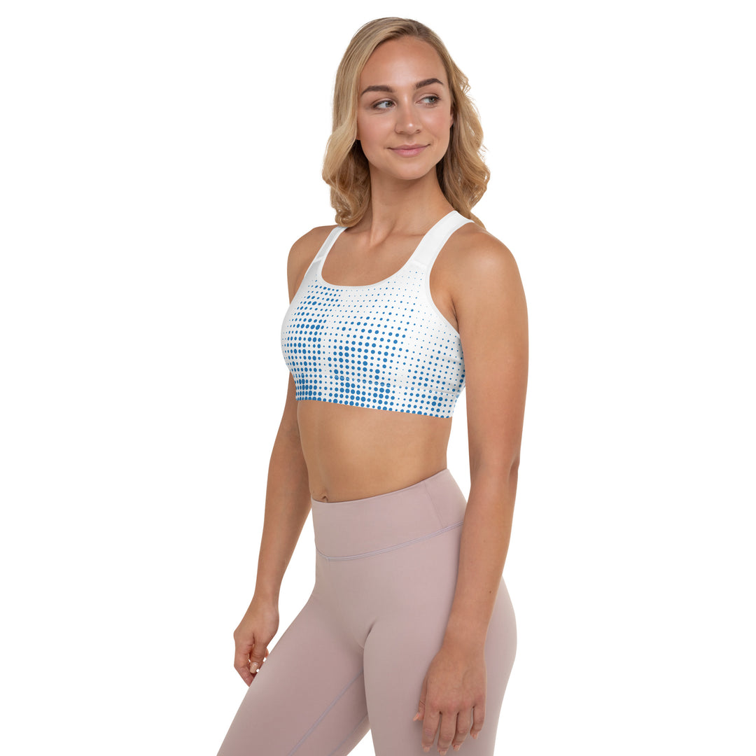 Padded Sports Bra - White-Blue Halftone