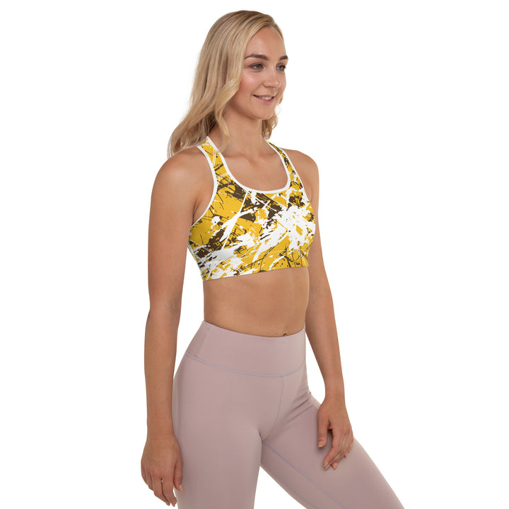 Padded Sports Bra - Yellow-White Grains