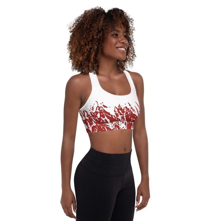 Padded Sports Bra - Red-White Grass