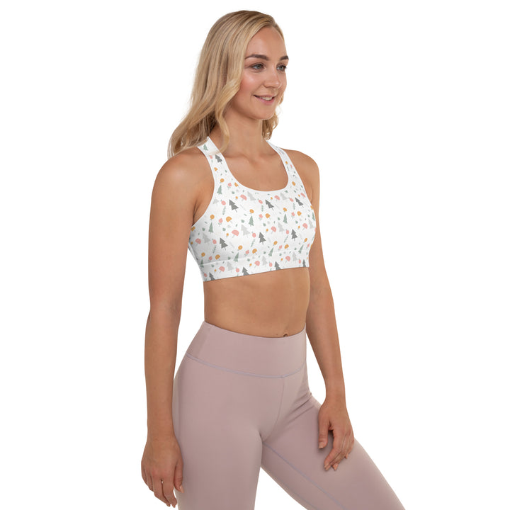 Padded Sports Bra - White Christmas