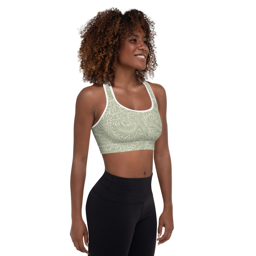 Padded Sports Bra - Beige-Green Flower