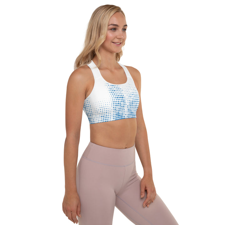 Padded Sports Bra - White-Blue Halftone