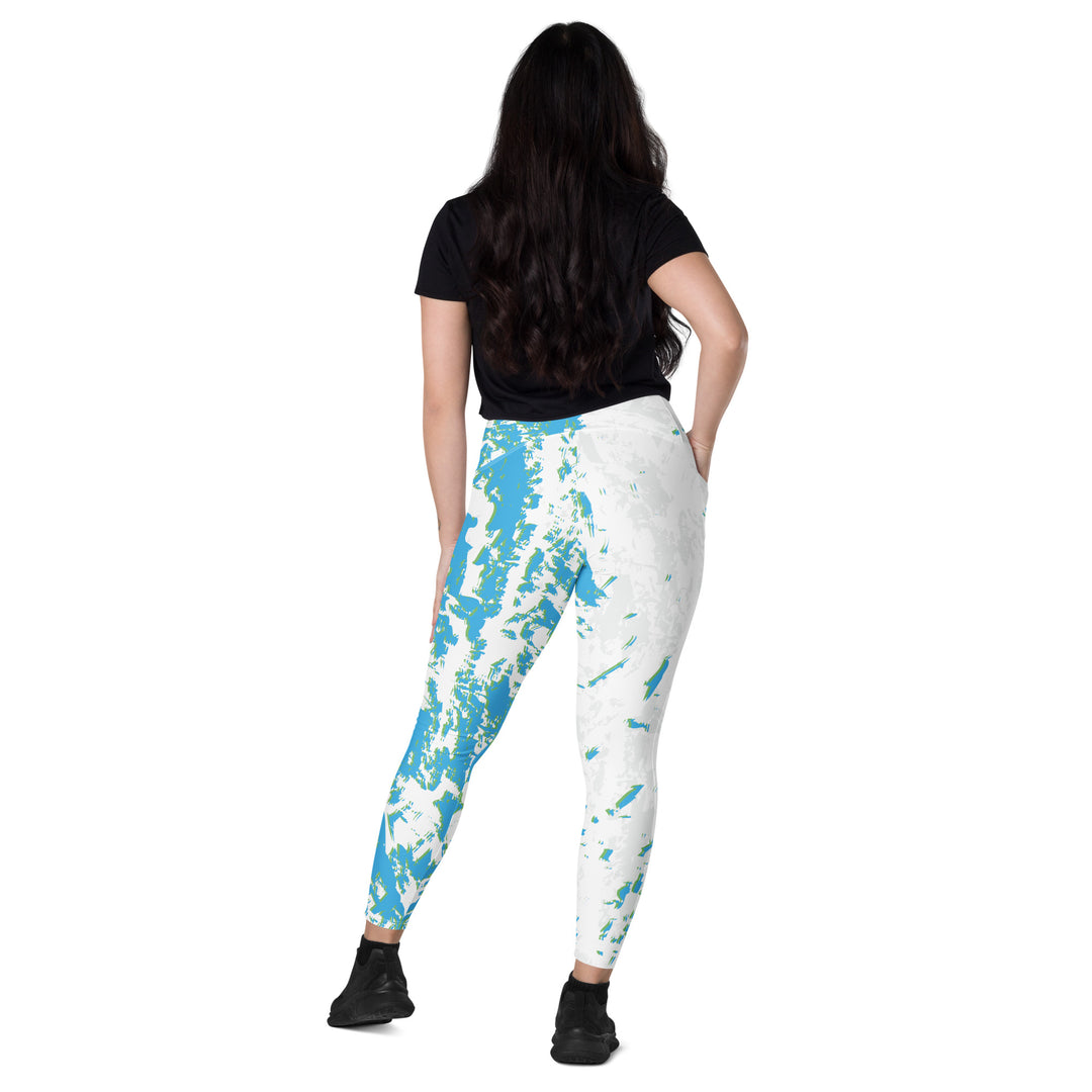 Leggings with pockets - White-Turquoise Action