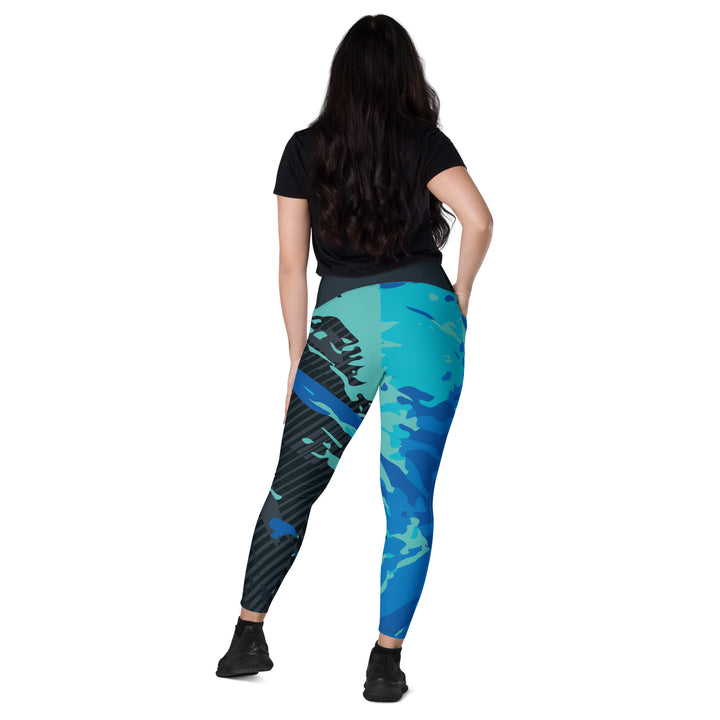 Leggings with pockets - Black-Blue Surf