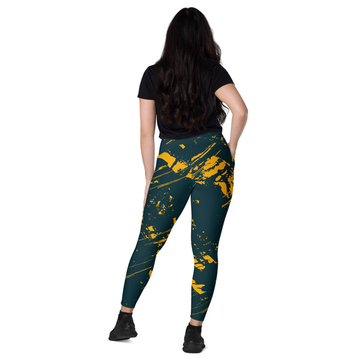 Leggings with pockets - Blue-Yellow Comet