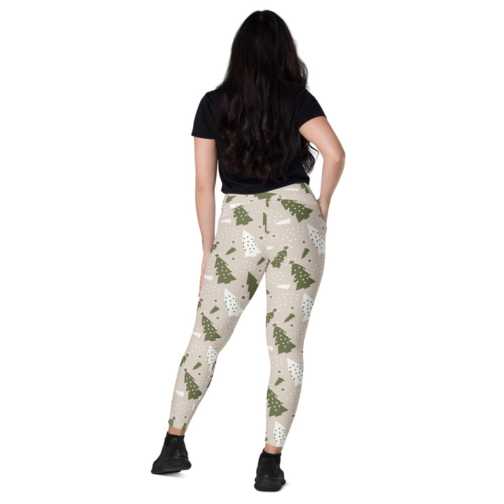 Leggings with pockets - Beige Christmas