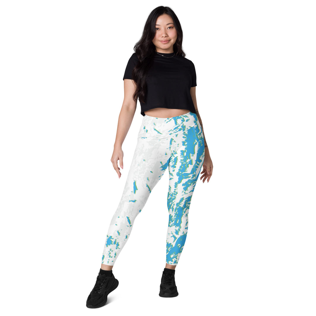 Leggings with pockets - White-Turquoise Action