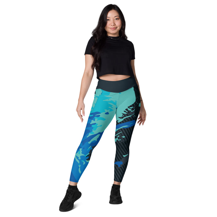 Leggings with pockets - Black-Blue Surf