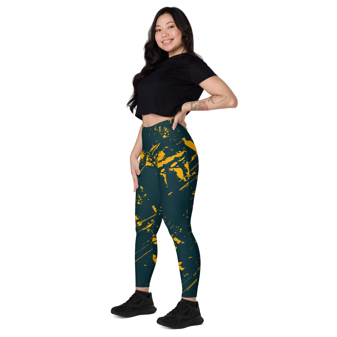 Leggings with pockets - Blue-Yellow Comet