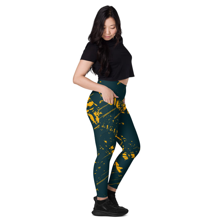 Leggings with pockets - Blue-Yellow Comet