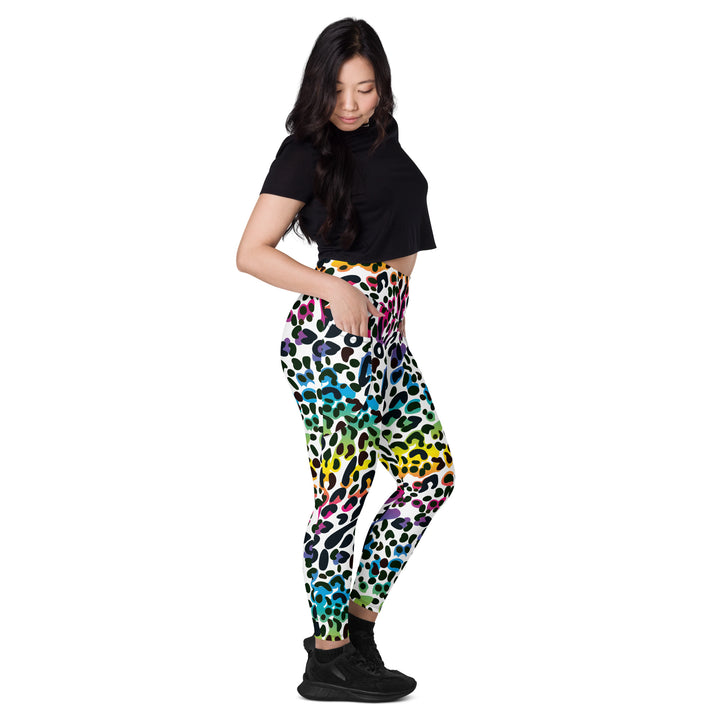 Leggings with pockets - Rainbow Leopard