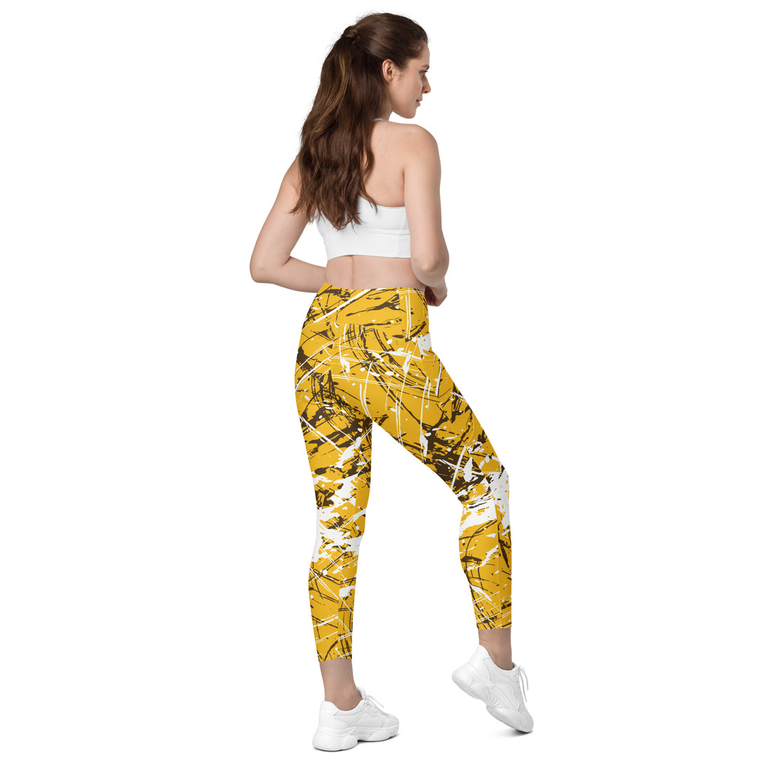 Leggings with pockets - Yellow-White Grains