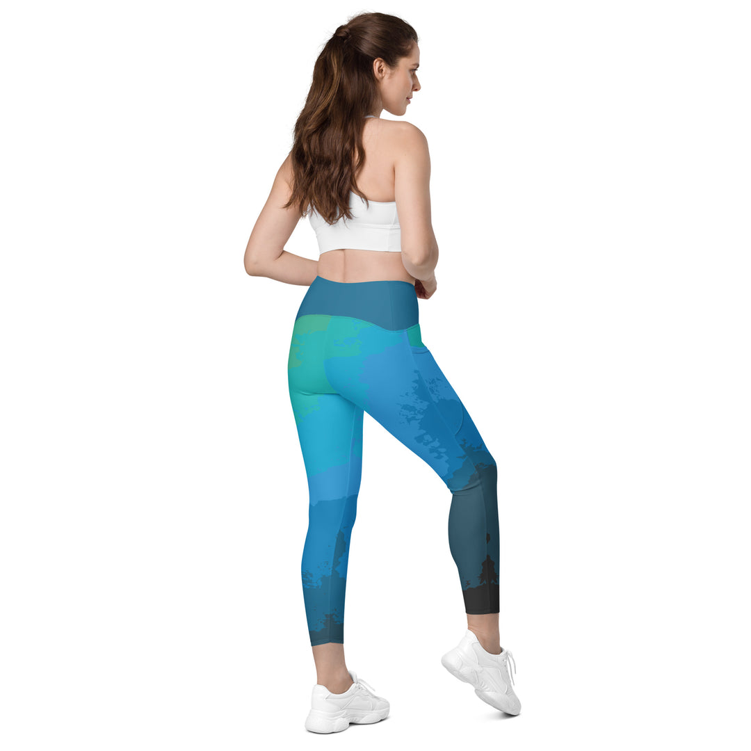 Leggings with pockets - Blue-Green Fog