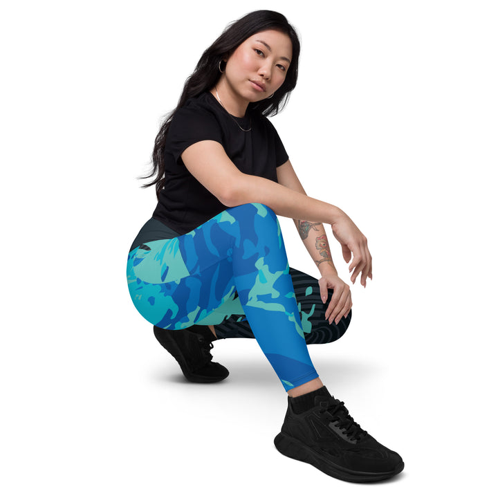 Leggings with pockets - Black-Blue Surf