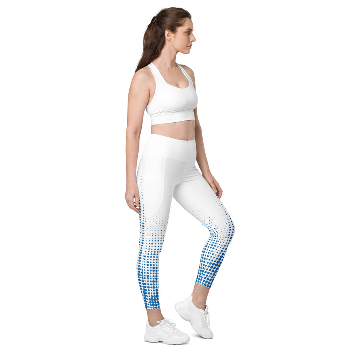 Leggings with pockets - White-Blue Halftone