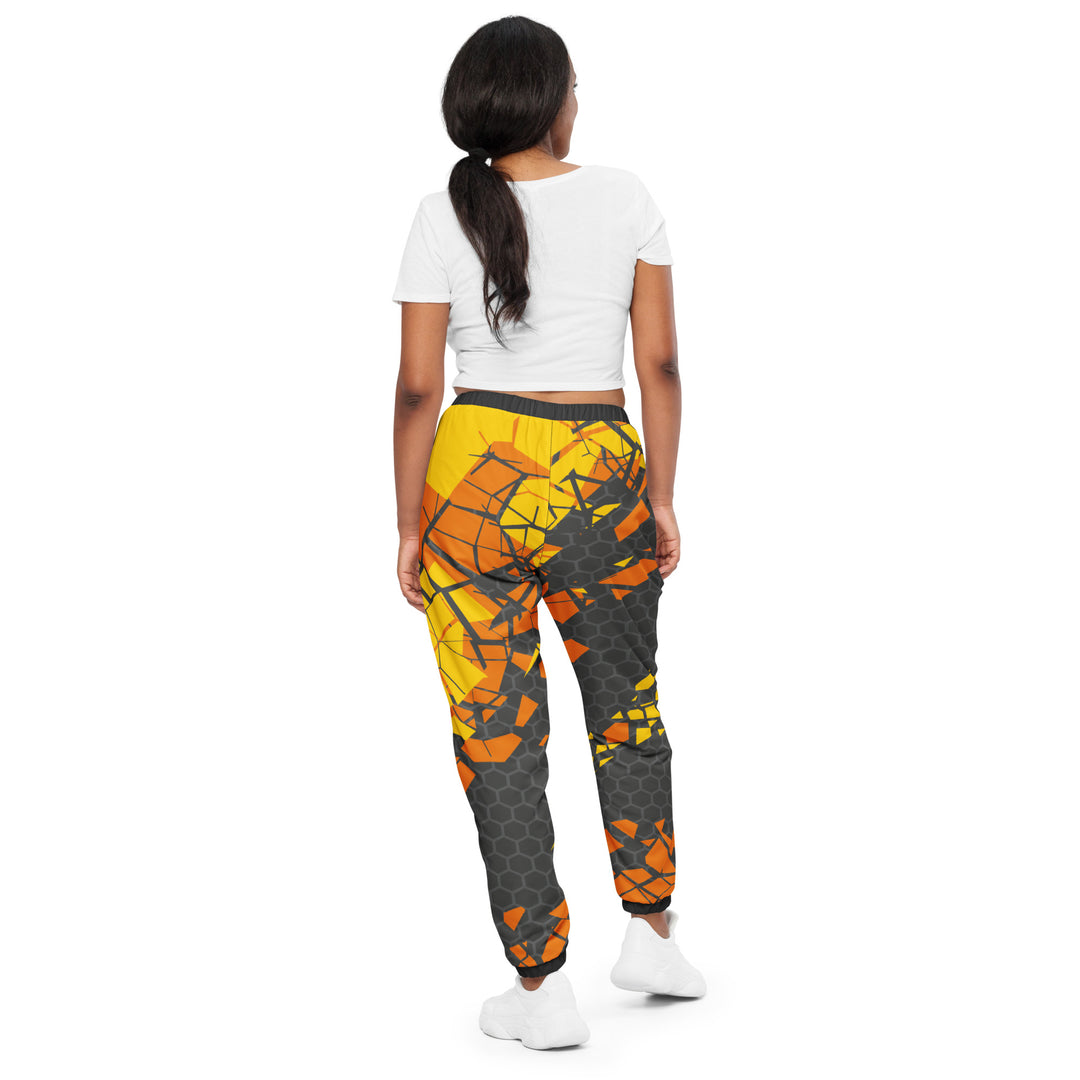 Unisex Track Pants - Orange-Grey Comb