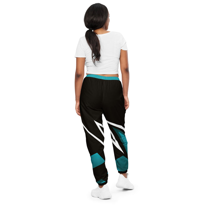 Unisex Track Pants - Black-Turquoise Flash