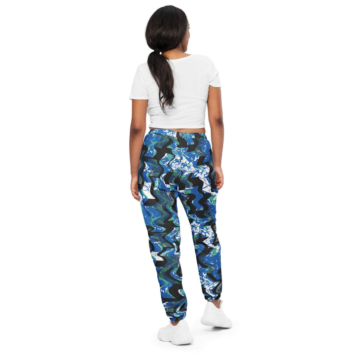 Unisex Track Pants - Blue-Black Waves