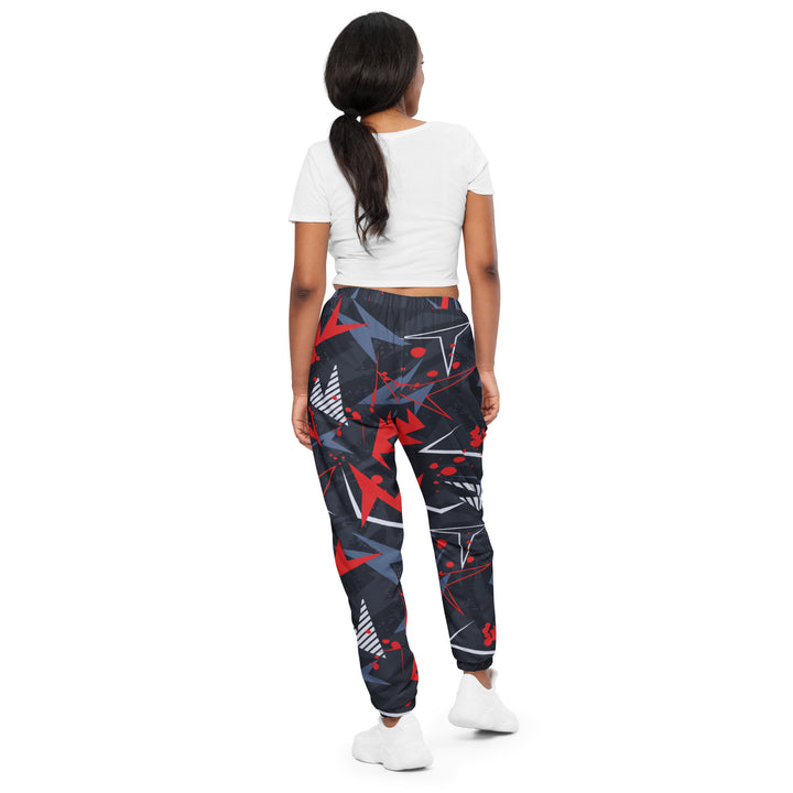 Unisex Track Pants - Black-Red Abstract