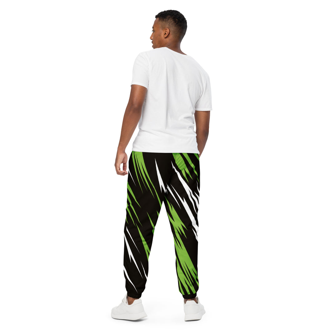 Unisex Track Pants - Black-Green Lightning