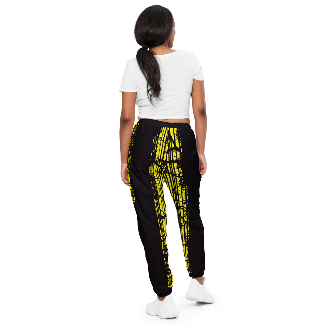 Unisex Track Pants - Black-Yellow Bar