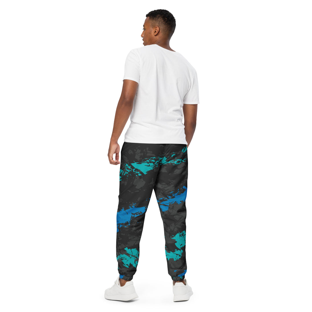 Unisex Track Pants - Black-Blue Paint