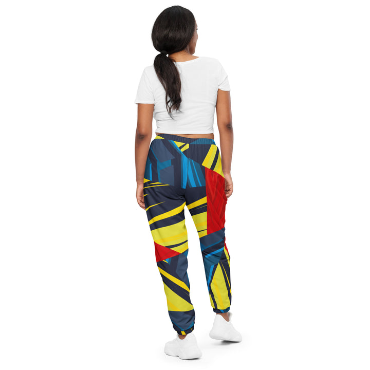 Unisex Track Pants - Blue-Yellow Geometric