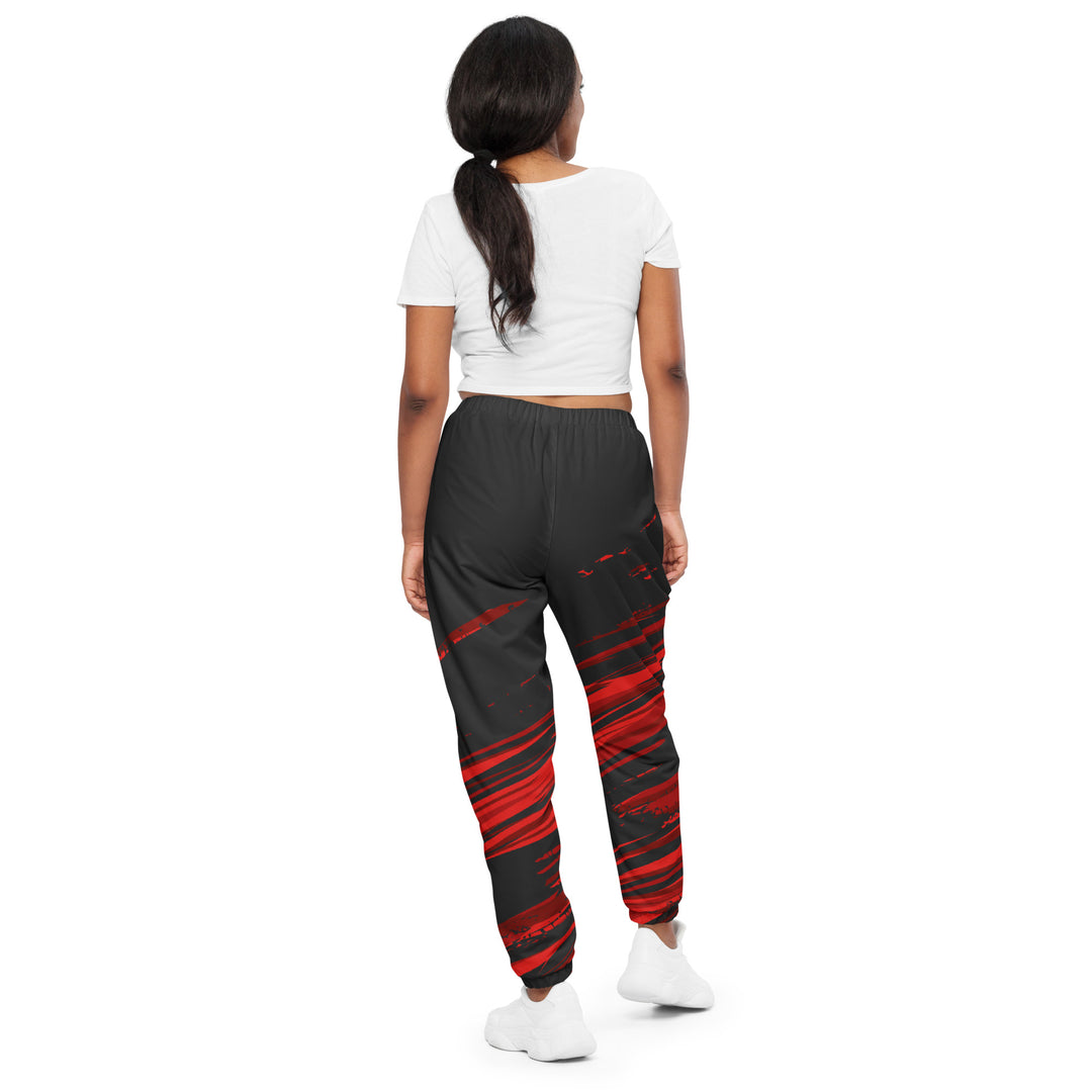 Unisex Track Pants - Black-Red Ember