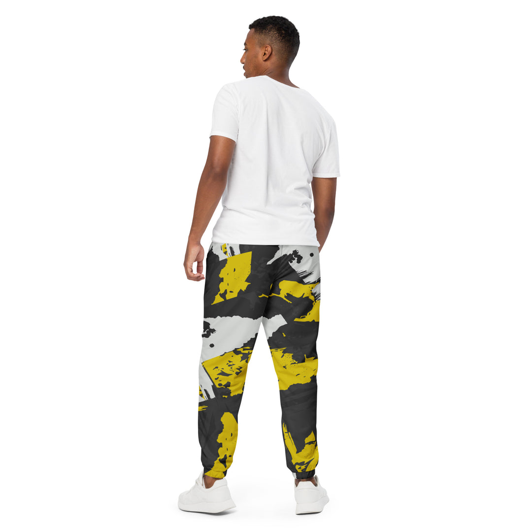 Unisex Track Pants - Grey-Yellow Grunge