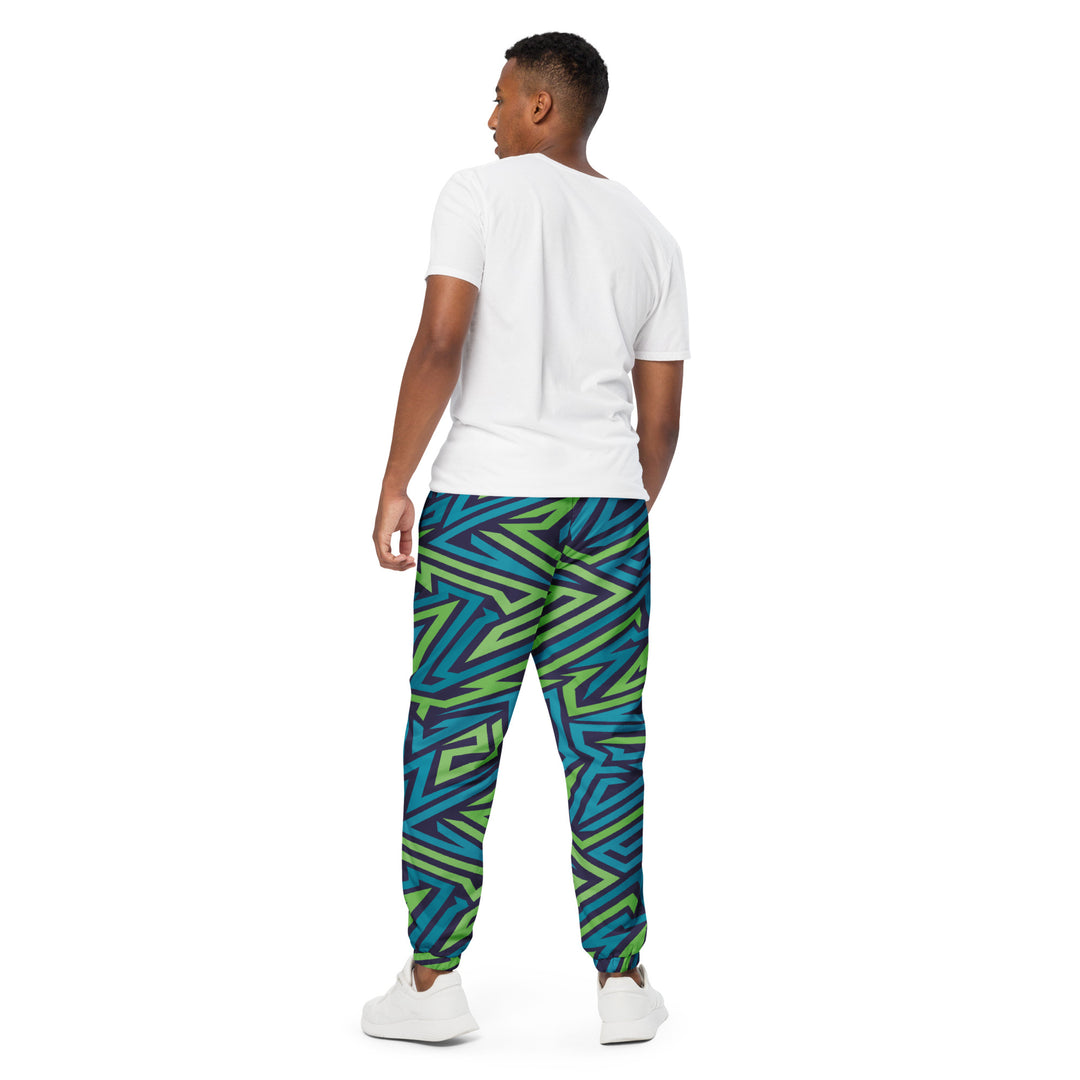 Unisex Track Pants - Green-Blue Jagged