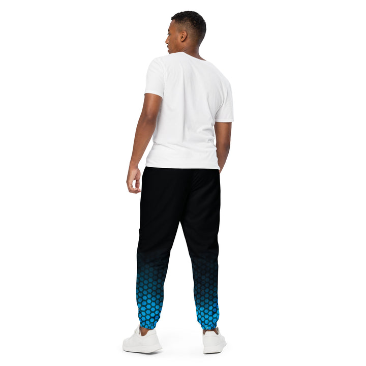 Unisex Track Pants - Black-Blue Hexagon