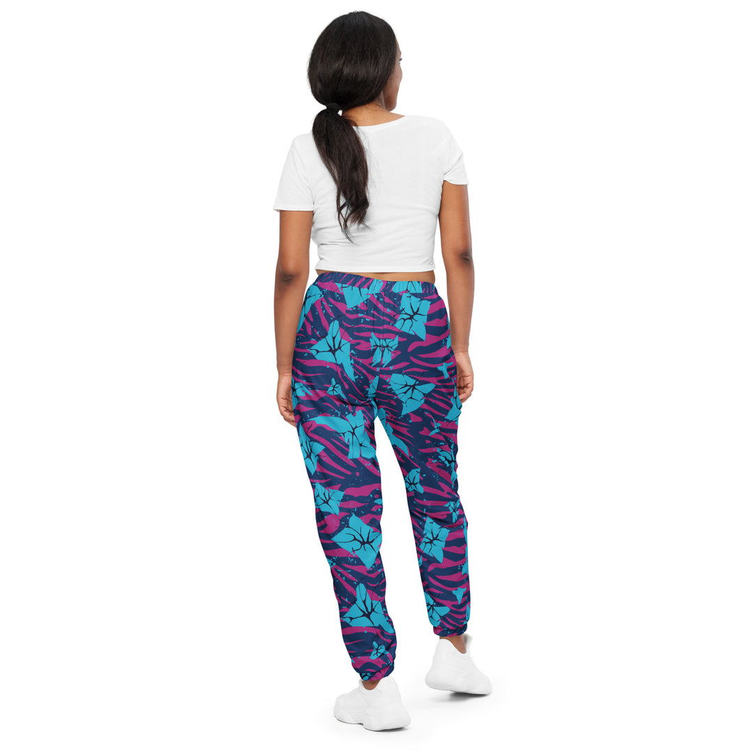 Unisex Track Pants - Blue-Pink Flower