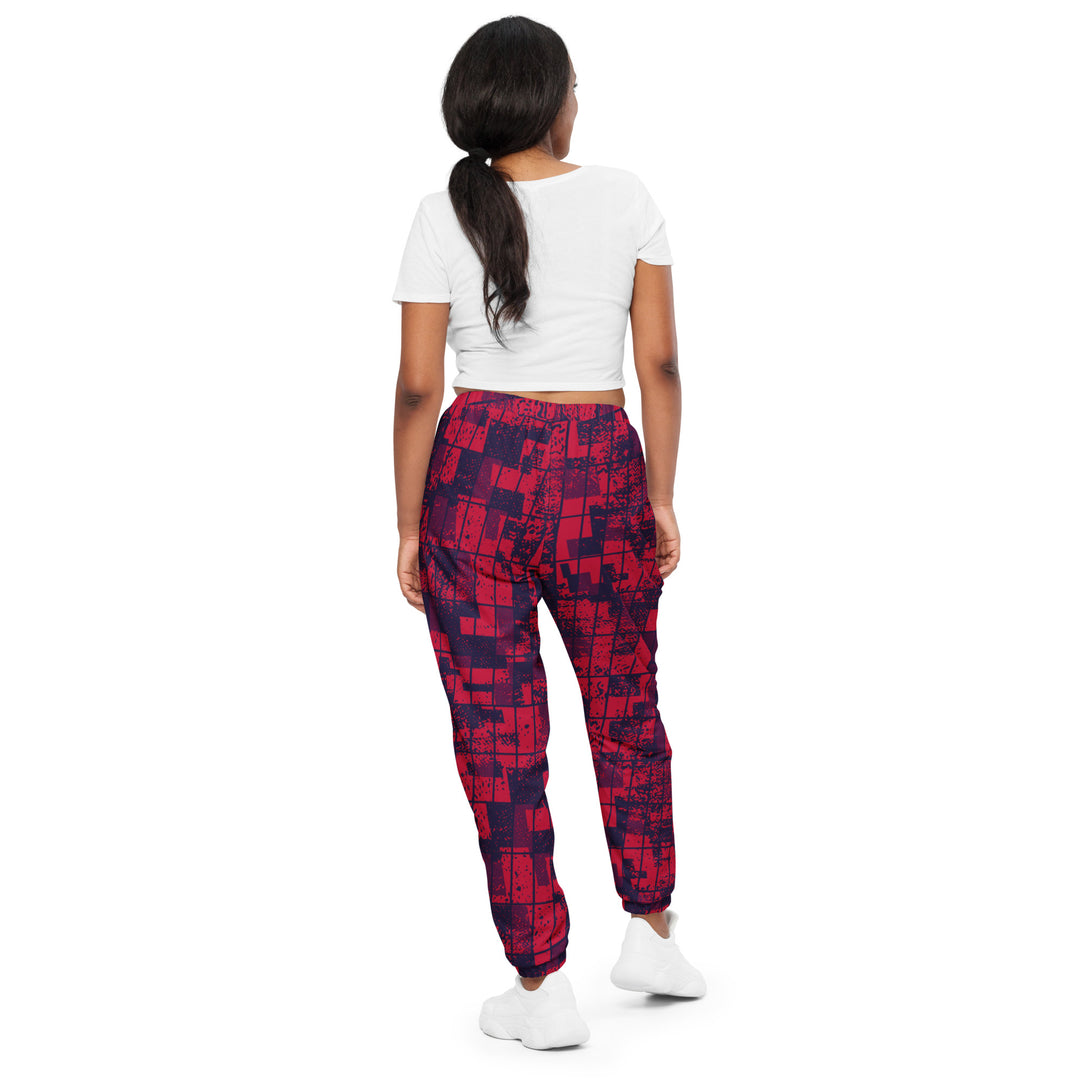 Unisex Track Pants - Black-Red Grid