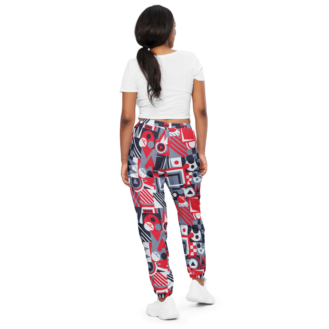 Unisex Track Pants - Grey-Red Shape