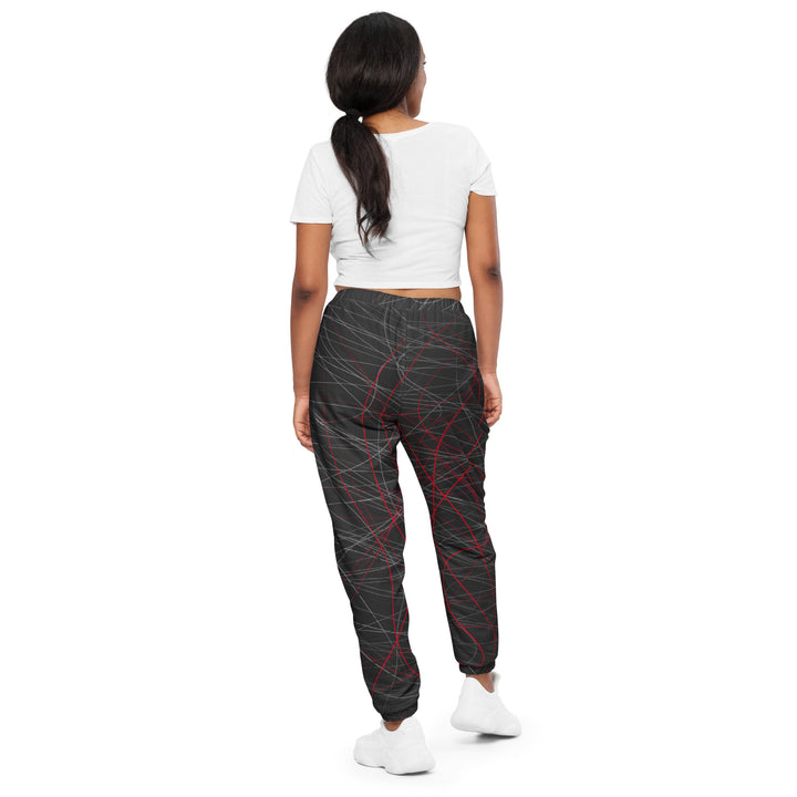 Unisex Track Pants - Black-Red Doodle