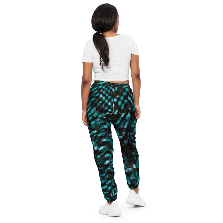 Unisex Track Pants - Black-Blue Square