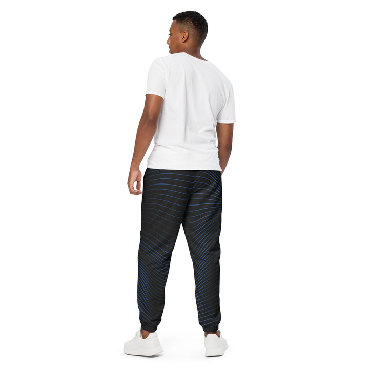 Unisex Track Pants - Black-Blue Waves