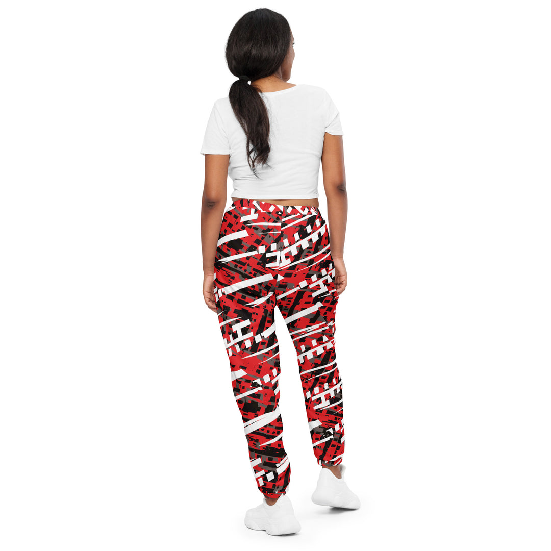 Unisex Track Pants - Red-White Distract