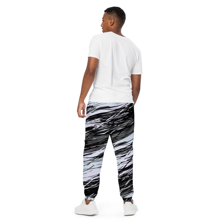 Unisex Track Pants - Black-White Line