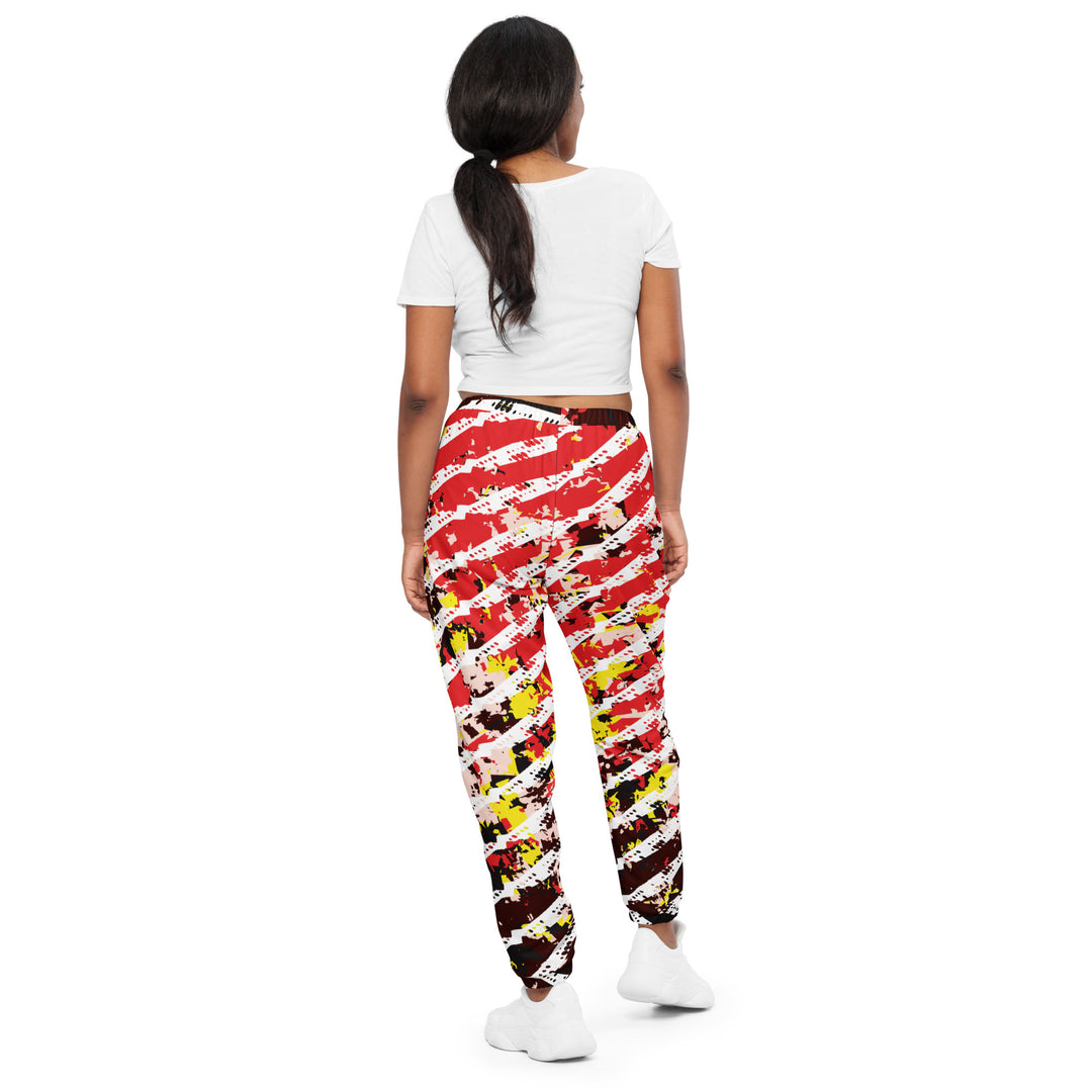 Unisex Track Pants - Red-White Rail