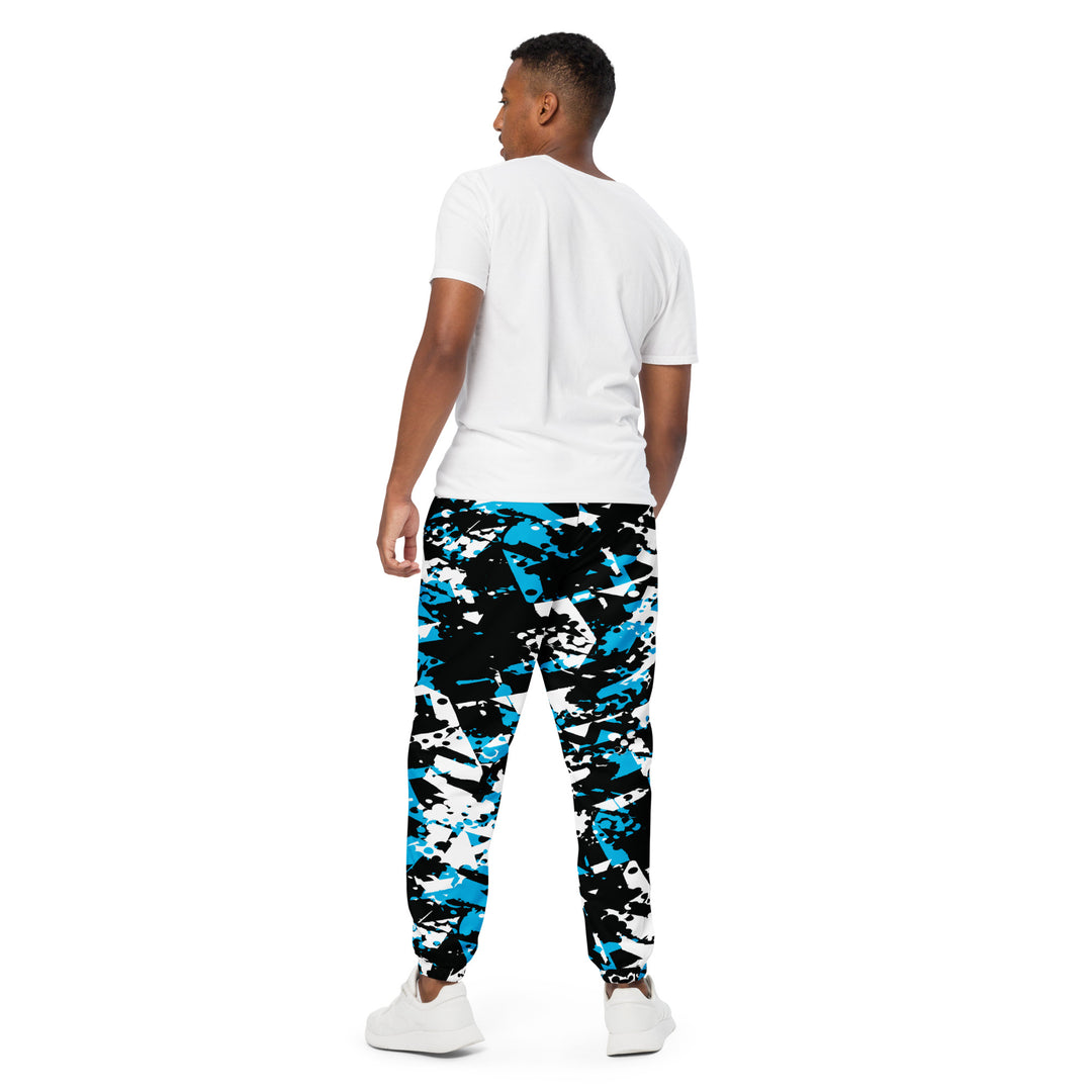 Unisex Track Pants - Black-Blue Blocks