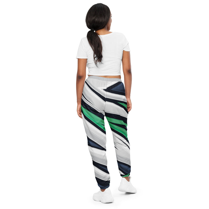 Unisex Track Pants - White-Green Stick