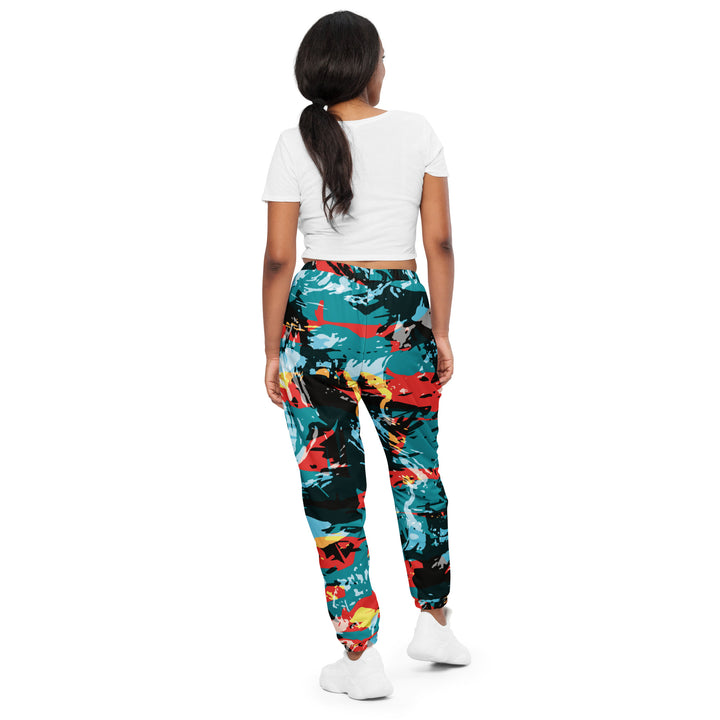 Unisex Track Pants - Turquoise-Red Jungle