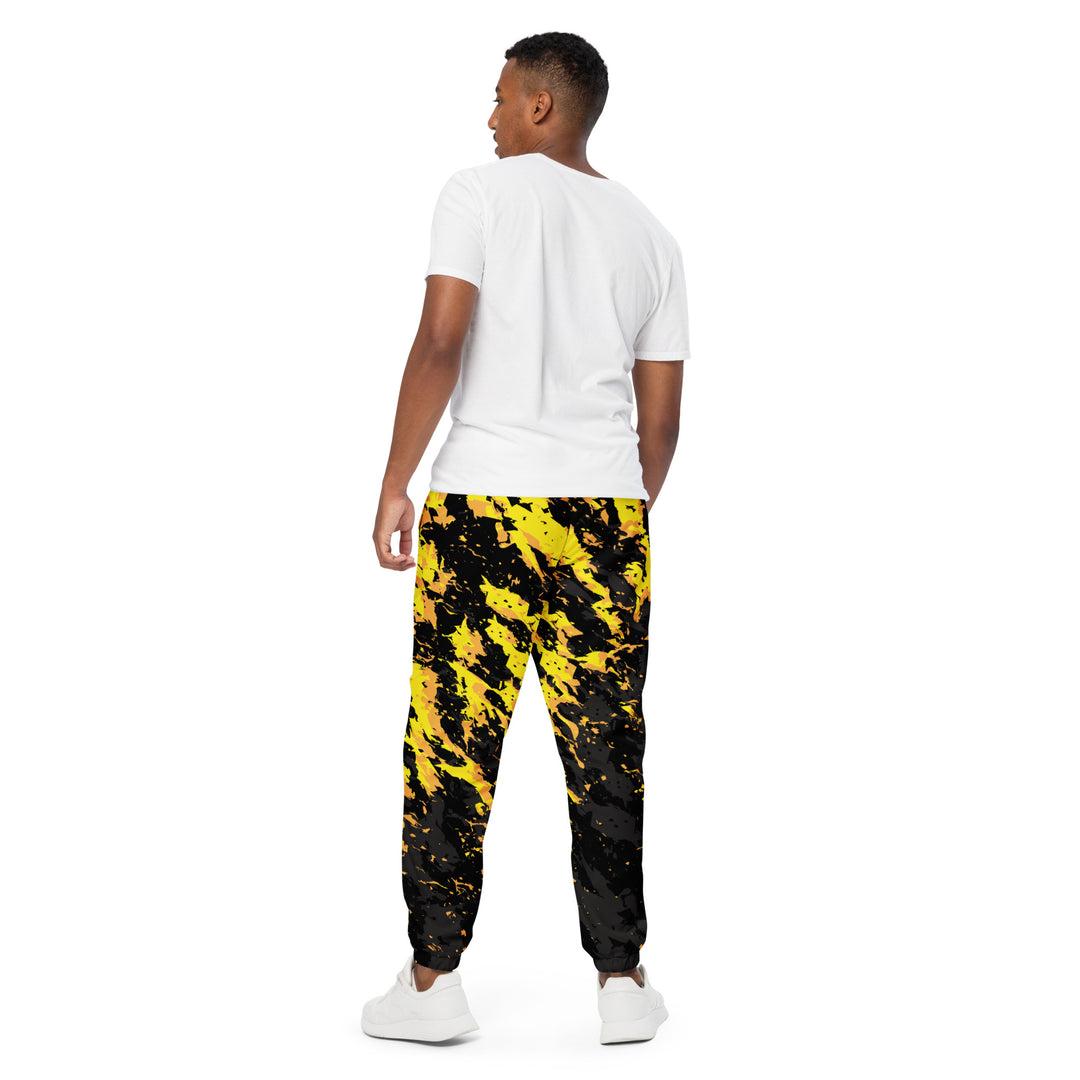 Unisex Track Pants - Black-Yellow Fire