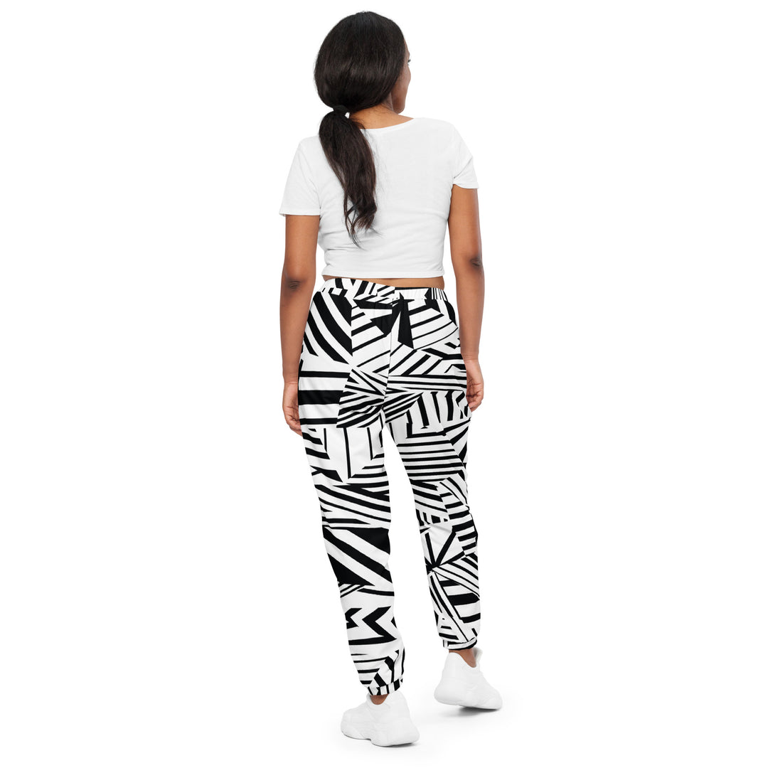 Unisex Track Pants - Black-White Illusion