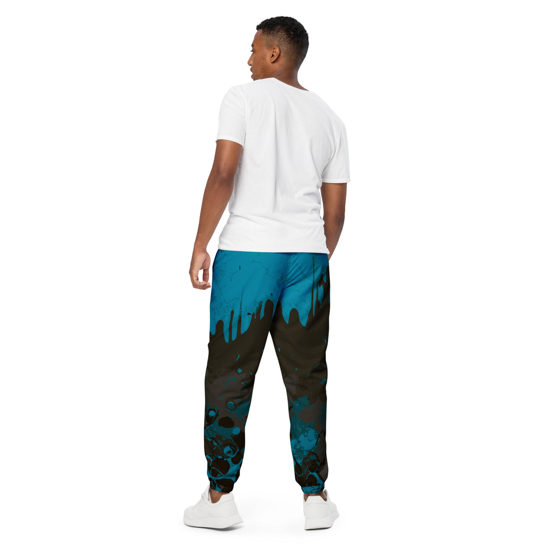 Unisex Track Pants - Turquoise-Black Liquid