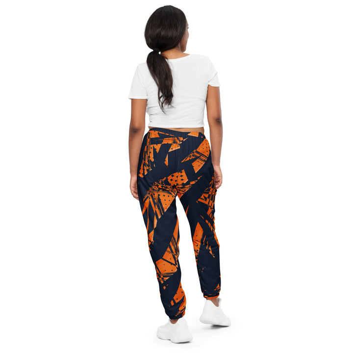 Unisex Track Pants - Black-Orange Crack