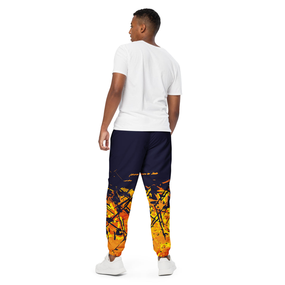 Unisex Track Pants - Blue-Orange Fire