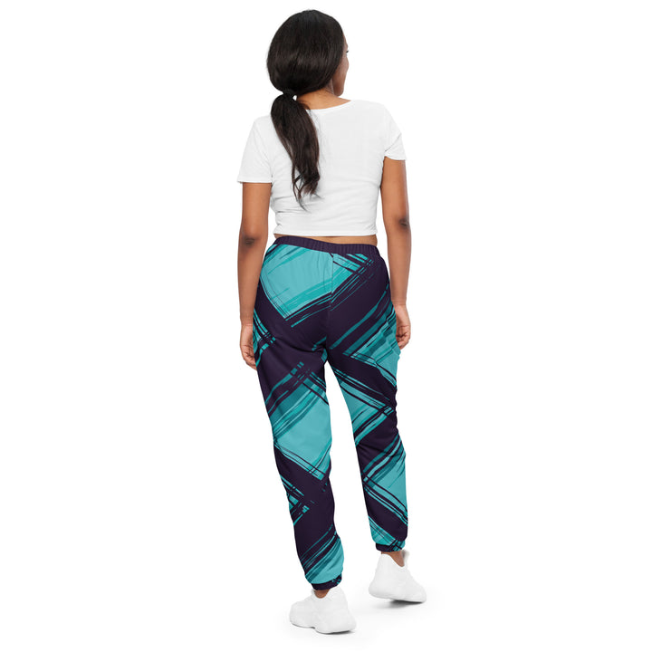 Unisex Track Pants - Black-Turquoise Panel