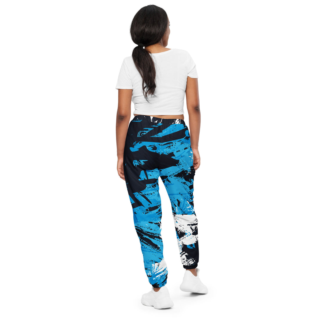 Unisex Track Pants - Blue-White Script